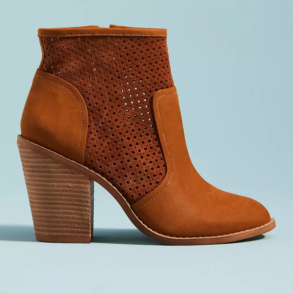 Anthropologie Perforated Heeled Booties